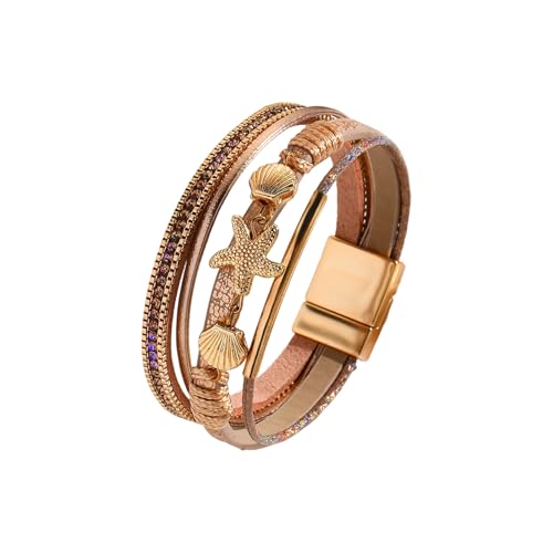 KieTeiiK Stilvoller Muschelschmuck Armreifen Für Frauen Verfügen Über Leichte Synthetische Leder Konstruktionsarmbands Komfortable Beach Accessoire von KieTeiiK