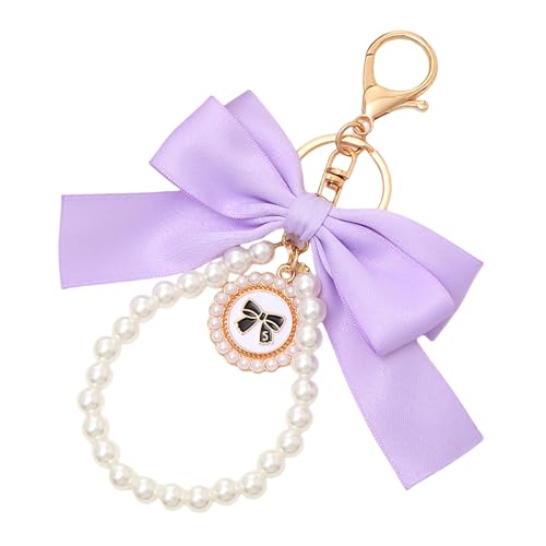 KieTeiiK Stylish Bowknot Dekoration Für Den Rucksack Keyring Mode Schlüsselbund Perlen Charm Pendant Accessoire Gift Für Frauen Damenbeuteldekoration von KieTeiiK