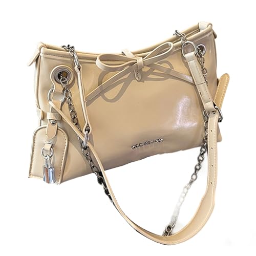 KieTeiiK Stylish PU Leder Crossbody Tasche Mit Abnehmbarem Riemen Geräumiger Fach Und Bogenakzent Für Frauen Mädchen Stilvolle Bögen Handtasche von KieTeiiK