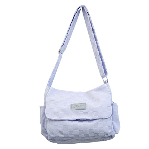 KieTeiiK Umhängetasche, Crossbody-Tasche, Damen, leicht, Nylon, Postboten-Tasche, einfache Klappe, einzelne Umhängetasche, japanische Freizeit-Tasche, blau, 12.99x5.11x11.02in von KieTeiiK