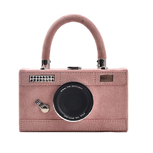 KieTeiiK Umhängetasche, Kamera-Form, Schultertaschen für Damen, matte Tragetasche, Crossbody-Handtasche, Messenger-Tasche mit verstellbarem Riemen, rose, 3.93x1.96x3.93in von KieTeiiK