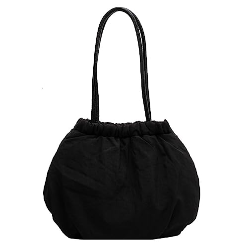 KieTeiiK Umhängetasche, Nylon-Tragetasche, gesteppt, lässig, Handtasche, große Kapazität, plissiert, Umhängetasche, Dame, Geldbörse, Mode, Reisen, Hobo-Taschen für Frauen, Schwarz , 15.55x3.94x11.81in von KieTeiiK