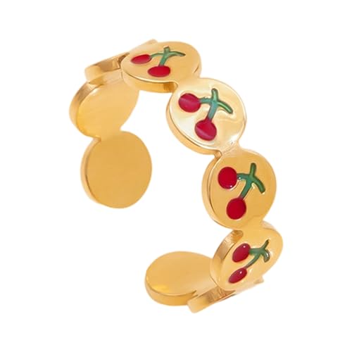 Kirschen Inspirierte Offene Bandringe Stilvoller Edelstahl Verstellbarer Größe Ehering Mode Schmuck Geschenk Für Ihren Einzigartigen Kirschschmuck Für Den Täglichen Kleidung von KieTeiiK