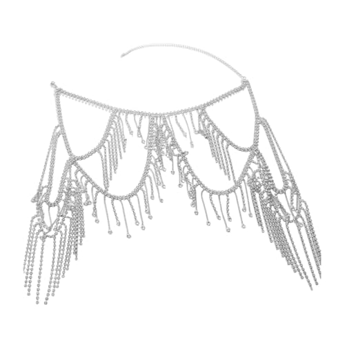 KieTeiiK Multi Layer Fransen Schulterkette Körperschmuck Mit Kristall Strasssteinen Für Frauen Party Hochzeitszubehör Elegante Strasskette Körperkette von KieTeiiK