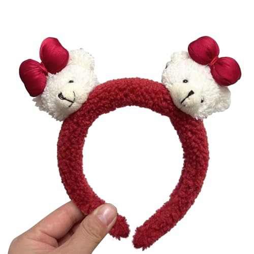 Pelziges Plüsch Stirnband Cartoon Bowknot Bär Stirnband Weiblich Waschendes Gesicht Haarband Erwachsene Kinder Familientreffen Kopfbedeckung Elegantes Haar Accessoire von KieTeiiK