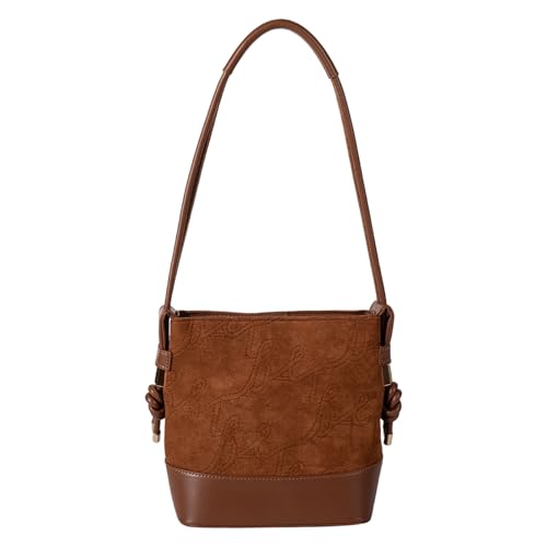 Retro Styles PU Und Suedes Umhängetasche Leichter Geräumiger Eimer Achsel Geldbörse Für Frauen Und Mädchen Verklagen Die Alltagstasche von KieTeiiK