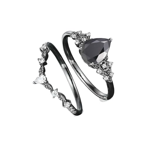 Trendy Schwarze Kristalle Blumenringe Legierung Schmuck Für Tägliche Verschleiß Mehrerer Größe Komfort Fit Gothic Inspire Designs Verstellbare Schwarze Ringe von KieTeiiK