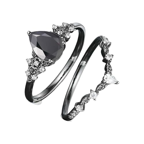 Trendy Schwarze Kristalle Blumenringe Legierung Schmuck Für Tägliche Verschleiß Mehrerer Größe Komfort Fit Gothic Inspire Designs Verstellbare Schwarze Ringe von KieTeiiK