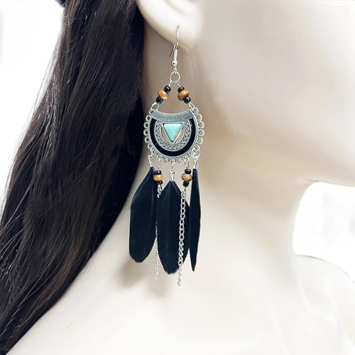 Weich Gefiederte Dangle Ohrringe Bequeme Materialien In Verschiedenen Stilvollen Farbfedern Ohrringen Für Festivals Erhältlich von KieTeiiK