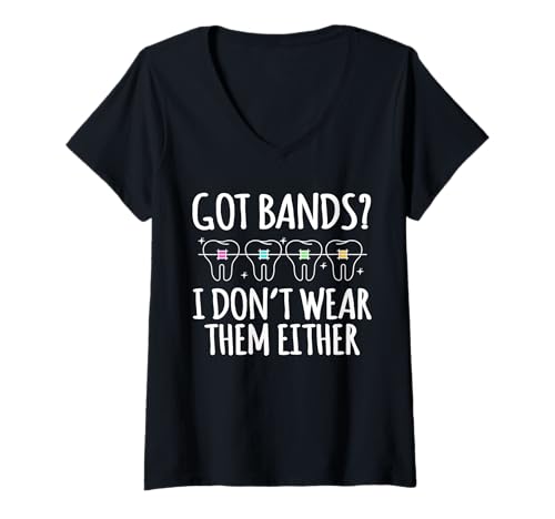 Damen Got Bands? I Dont Wear Them Either Braces Teeth T-Shirt mit V-Ausschnitt Damen Got Bands? I Dont Wear Them Either Braces Teeth T-Shirt mit V-Ausschnitt von Kieferorthopäde Designs Zahnspange Ideen