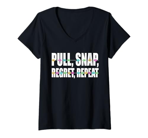 Damen Pull Snap Regret Repeat Braces Teeth T-Shirt mit V-Ausschnitt Damen Pull Snap Regret Repeat Braces Teeth T-Shirt mit V-Ausschnitt von Kieferorthopäde Designs Zahnspange Ideen