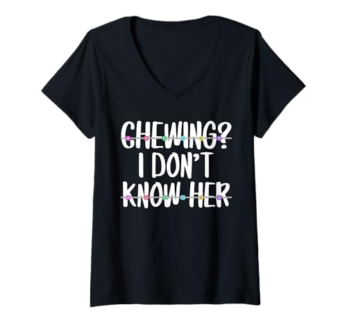 Damen Chewing? I Dont Know Her Braces Orthodontist Dentist T-Shirt mit V-Ausschnitt von Kieferorthopäde Zahnspange Design Idee