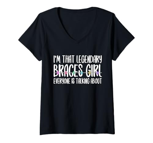 Damen Im That Legendary Braces Girl Orthodontist Dentist T-Shirt mit V-Ausschnitt von Kieferorthopäde Zahnspange Design Idee
