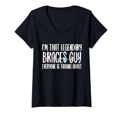 Damen Im That Legendary Braces Guy Orthodontist Dentist T-Shirt mit V-Ausschnitt von Kieferorthopäde Zahnspange Design Idee
