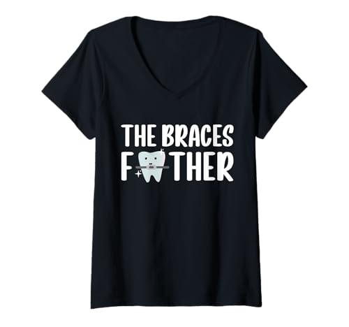 Damen The Braces Father Dad Fathers Day Orthodontist Dentist T-Shirt mit V-Ausschnitt von Kieferorthopäde Zahnspange Design Idee