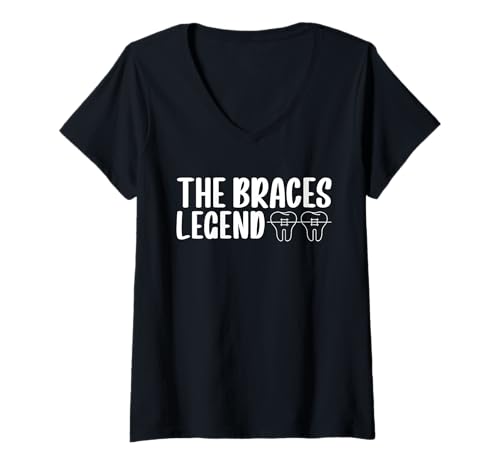 Damen The Braces Legend Orthodontist Dentist T-Shirt mit V-Ausschnitt von Kieferorthopäde Zahnspange Design Idee