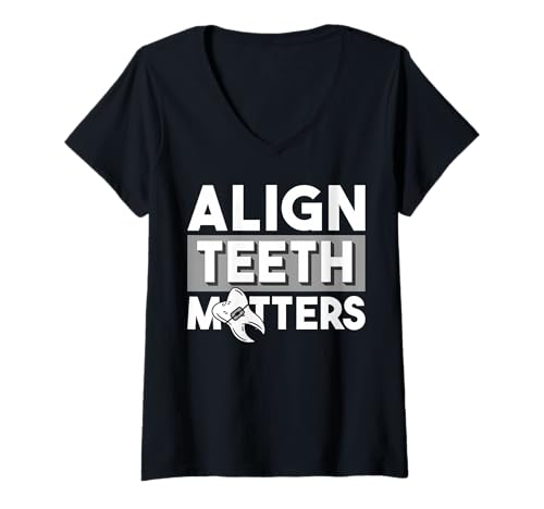 Damen Align Teeth Matters Braces Teeth Dentist T-Shirt mit V-Ausschnitt Damen Align Teeth Matters Braces Teeth Dentist T-Shirt mit V-Ausschnitt von Kieferorthopäde Zahnspange Designs Idee