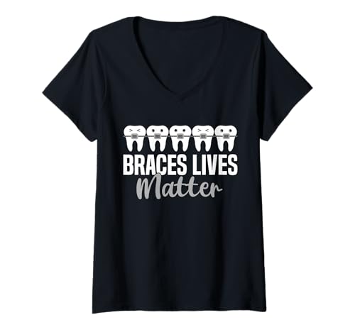 Damen Braces Lives Matter Teeth Dentist T-Shirt mit V-Ausschnitt Damen Braces Lives Matter Teeth Dentist T-Shirt mit V-Ausschnitt von Kieferorthopäde Zahnspange Designs Idee