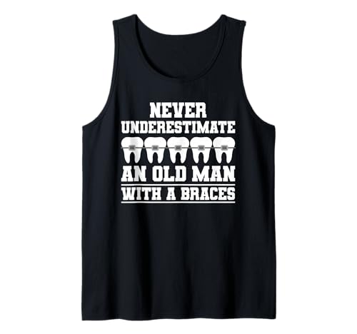 Herren Never Underestimate An Old Man with A Braces Tank Top Herren Never Underestimate An Old Man with A Braces Tank Top von Kieferorthopäde Zahnspange Designs Idee