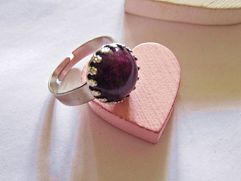 Jade Ring, 17, 5 Mm, 304 Edelstahl, Kleiner Edelstein Ring Mit 12 Mm Cabochon in Der Farbe Aubergine Jade Ring, 17, 5 Mm, 304 Edelstahl, Kleiner Edelstein Ring Mit 12 Mm Cabochon in Der Farbe Aubergine von KielerArt