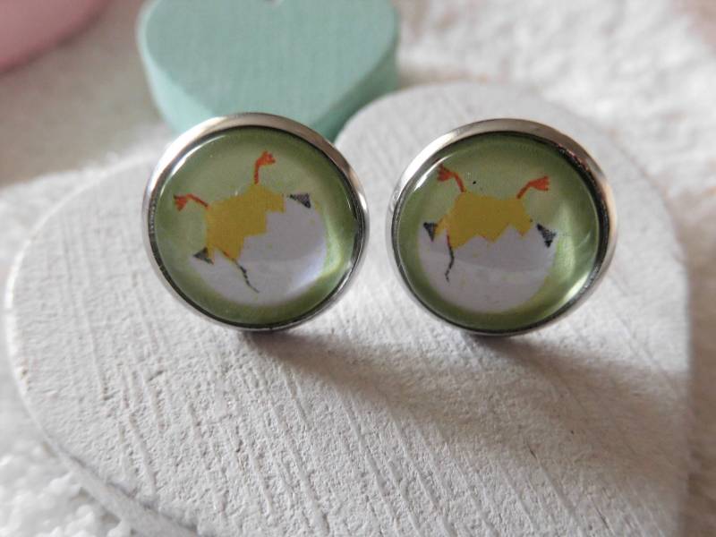 Küken Ohrstecker, 12 Mm Ohrstecker in 304 Edelstahl, Lustige Cabochon Zu Ostern Küken Ohrstecker, 12 Mm Ohrstecker in 304 Edelstahl, Lustige Cabochon Zu Ostern von KielerArt