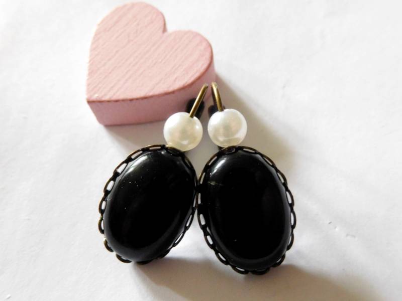 Obsidian Ohrringe Bronze 13 X 18 Mm, Leverback Mit Heilstein, Klappohrringe Oval Zierperle Obsidian Ohrringe Bronze 13 X 18 Mm, Leverback Mit Heilstein, Klappohrringe Oval Zierperle von KielerArt