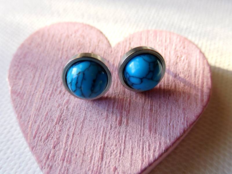 Türkis Ohrstecker 8 Mm, 304 Edelstahl Ohrstecker, Zeitloser Ohrschmuck Türkis Ohrstecker 8 Mm, 304 Edelstahl Ohrstecker, Zeitloser Ohrschmuck von KielerArt