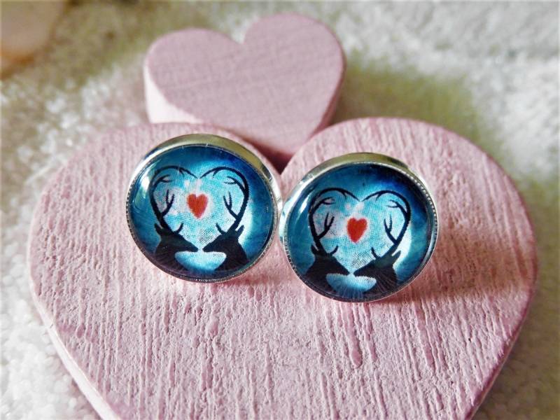 Versilberte Cabochon Ohrstecker 12 Mm, Rentier Ohrstecker, Ohrringe Für Die Adventszeit Versilberte Cabochon Ohrstecker 12 Mm, Rentier Ohrstecker, Ohrringe Für Die Adventszeit von KielerArt