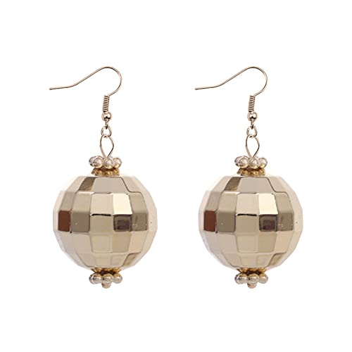 1 Paar Discokugel Ohrringe Damen Spiegelkugel Ohrringe Silber Modeschmuck Ohrringe Disco Zubehör Ohrringe Hängend Mädchen Disco Ohrringe Glitzer Halloween Statement Ohrringe (Gold, One Size) von Kielsjajd