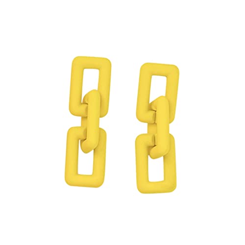 1 Paar Neon Ohrringe Bunte Vintage Acryl Ohrringe Modeschmuck Bonbonfarbene Geometrische Quadratische Hohle Anhänger 80er Jahre Halloween Neon Ohrringe Grün Party Kostüm Accessoires (Yellow, One Size) von Kielsjajd