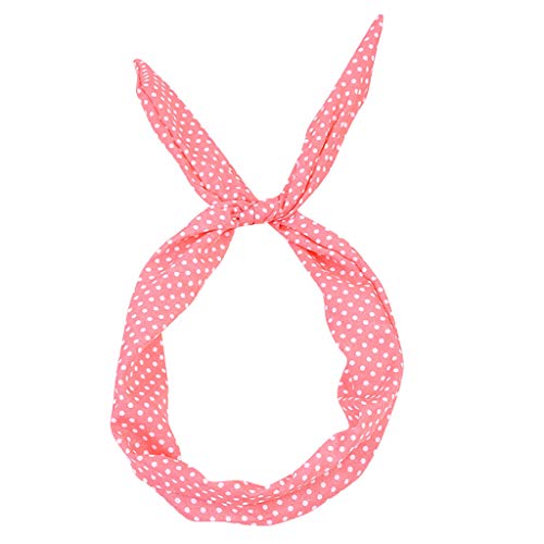 1 Stück Stirnband Damen Haarband Rockabilly Draht Biegbar Bunny Ohr binden Bow Bow Wired Stirnbänder Retro Haarschmuck mit Polka Punkt für Damen Mädchen (Watermelon Red, One Size) von Kielsjajd