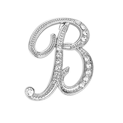 A Bis Z Initial 26 Englische Buchstaben Brosche, 26 Englische Buchstaben Brosche Pin Pave Kristall Kursive Schrift Buchstaben Alphabet Initial Schal Pin Brosche Für Teenager Frauen (B, One Size) von Kielsjajd