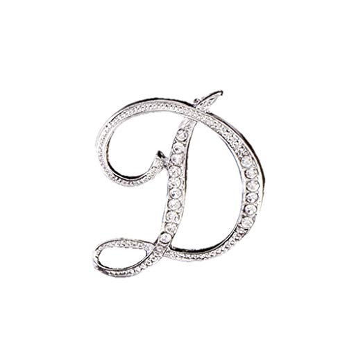 A Bis Z Initial 26 Englische Buchstaben Brosche, 26 Englische Buchstaben Brosche Pin Pave Kristall Kursive Schrift Buchstaben Alphabet Initial Schal Pin Brosche Für Teenager Frauen (D, One Size) von Kielsjajd