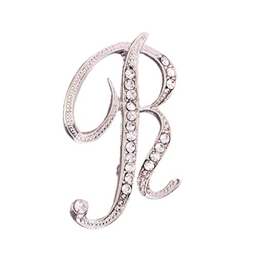 A Bis Z Initial 26 Englische Buchstaben Brosche, 26 Englische Buchstaben Brosche Pin Pave Kristall Kursive Schrift Buchstaben Alphabet Initial Schal Pin Brosche Für Teenager Frauen (R, One Size) von Kielsjajd