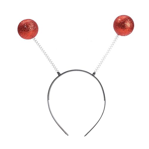 Alien Haarband, Alien Haarreif Silver Glitzer, Disco Kugeln mit 2 runden schwingenden Bällen, Haarreifen Damen für Karneval Halloween Party Kostüm,Accessoire für Damen, Herren & Kinder (Red, One Size) von Kielsjajd