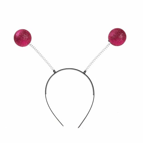 Alien Haarreif Alien Kostüm Silvester Haarreif mit 2 runden schwingenden Bällen, Discokugel Haarreifen Glitzer Disco Kugeln Kopfschmuck Haarschmuck Karneval Kostüm Neujahr (Hot Pink, One Size) von Kielsjajd