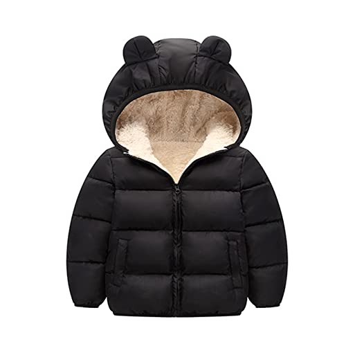 Baby Jacke Winter Mantel Kapuzenjacke Ultraleicht Mäntel mit abnehmbar, Warm Baby Niedlich Plüsch Bärenohren Jungen Mädchen Winterjacke Leichter Schneeanzug Kinder Winter Mäntel (A-Black, 2-3 Years) von Kielsjajd