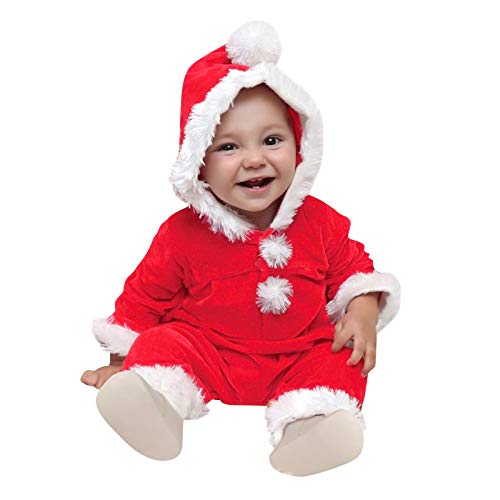 Baby Jungen und Mädchen Weihnachtskostüme, Baby Komplett Set Junge Strampler Overall Fleece Hut Outfits Säugling Weihnachten Jungen Jungen Strampler & Overall Walk Overall Santa (A02 Red, 6-9 Months) von Kielsjajd