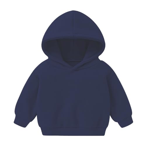 Baby Mädchen Jungen Kapuzenpullover - Kinder Junge Mädchen Hoodies Kleinkind Baby Mädchen Jungen Langarm Sweatshirt Lässige Pullover Bluse Tops Einfarbig Sweatshirt Kapuzenpulli (Navy, 12-18 Months) von Kielsjajd