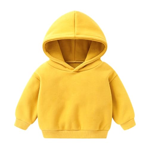 Baby Mädchen Jungen Kapuzenpullover - Kinder Junge Mädchen Hoodies Kleinkind Baby Mädchen Jungen Langarm Sweatshirt Lässige Pullover Bluse Tops Einfarbig Sweatshirt Kapuzenpulli (Yellow, 3-4 Years) von Kielsjajd