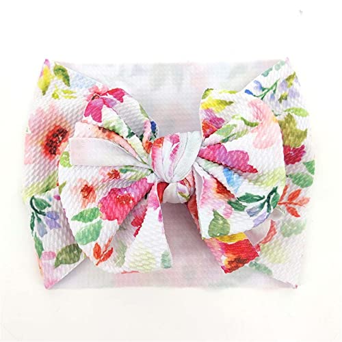 Baby Mädchen Nylon Stirnbänder Bowknot Elastische Haarbänder Weiche süße Kopfbedeckung für Kinder Kleinkinder, Baby Blumen Turban Stirnband Haarschmuck (I, One Size) von Kielsjajd