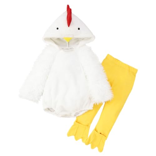 Baby Ostern Strampler Kostüm, Baby Kostüm Küken, Mädchen Jungen Huhn Strampler Kostüm Schuhe Outfits Set Winter Cosplay Baby Fleece Hut Tieroverall Säuglingsmädchen Strampler & (White-A, 18-24 Months) von Kielsjajd