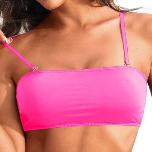 Bandeau Bikini Oberteil Damen - Bandeau Top Damen | Abnehmbare Träger und Trägerlos | Frauen Push Up Trägerloser Bikinioberteile Schwarz Bikini Top Schnell Trocknend Schwimmoberteil von Kielsjajd