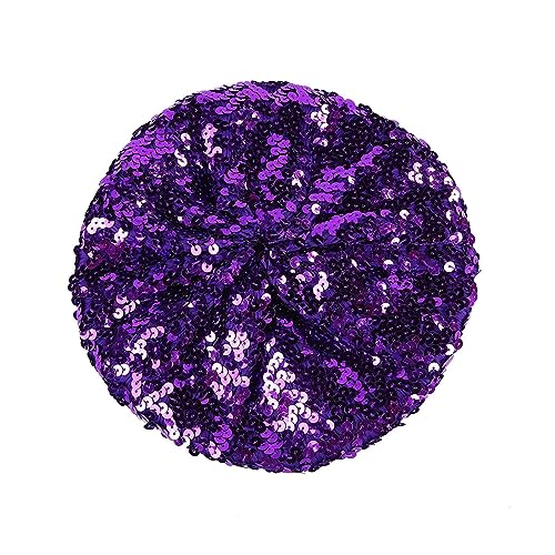 Baskenmütze Damen Pailletten Mütze Glitzer Barett Beret Kopfbedeckung Party Franzosenmütze Disco Damenmütze Paillettenmütze Karneval Kostüm Zubehör Damen Baskenmütze mit glitzernden (Purple, One Size) von Kielsjajd