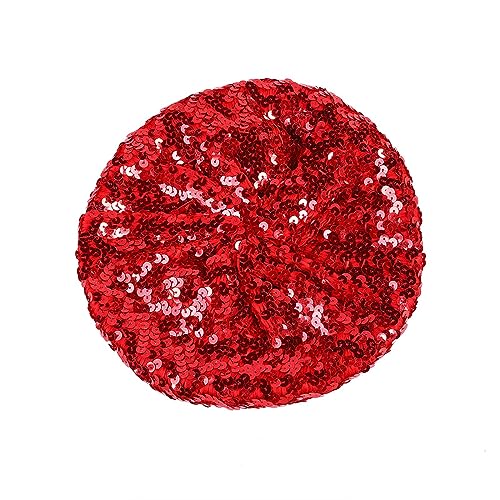 Baskenmütze Damen Pailletten Mütze Glitzer Barett Beret Kopfbedeckung Party Franzosenmütze Disco Damenmütze Paillettenmütze Karneval Kostüm Zubehör Damen Baskenmütze mit glitzernden (Red, One Size) von Kielsjajd