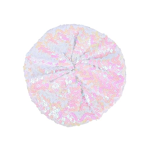 Baskenmütze Damen Pailletten Mütze Glitzer Barett Beret Kopfbedeckung Party Franzosenmütze Disco Damenmütze Paillettenmütze Karneval Kostüm Zubehör Damen Baskenmütze mit glitzernden (White, One Size) von Kielsjajd