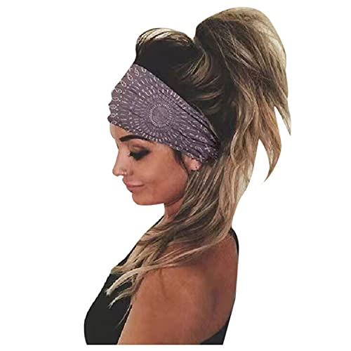 Basketball Stirnband Kopf elastische Haare Women 's Band Headband Kopfhörer mit Druck Bandana Wrap Headband Haar Damen (Grey, One Size) von Kielsjajd