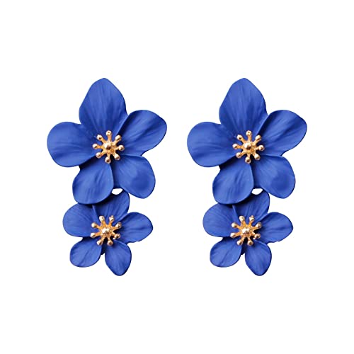 Boho Übertrieben Acryl Flower Ohrringe Vintage Harz Flower Form Ohrstecker Blaue Aussage Ohrringe Multicolor Emaille Ohrringe Schmuck Für Frauen Mädchen (C, One Size) von Kielsjajd