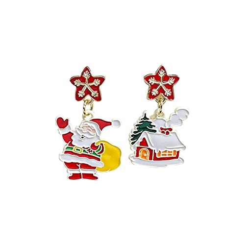 Braut Ohrringe Perlen Weihnachtsohrringe für Damen Mädchen Feiertagsohrringe Weihnachtstropfen-Ohrringe Set Weihnachtsfeiertagsbaum Schneemann Weihnachtsmann-Hakenohrringe 925 Er Silber (H, One Size) von Kielsjajd