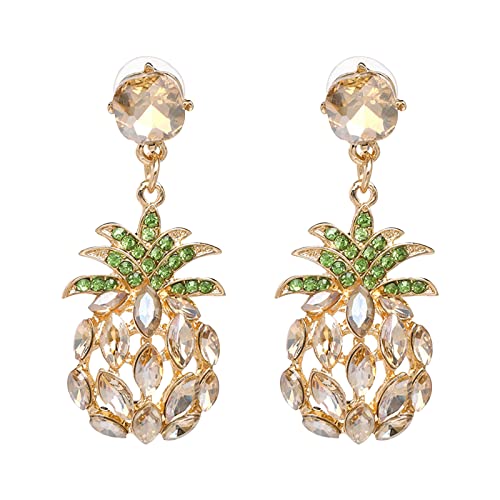 Clips Für Ohrringe Kreativer Trend-Schmuck mit Strass-Kristall-Ananas-Ohrringen Personalisierte Frucht-Ohrringe Dunkelblaue Ohrringe Glitzer (B-1, One Size) von Kielsjajd